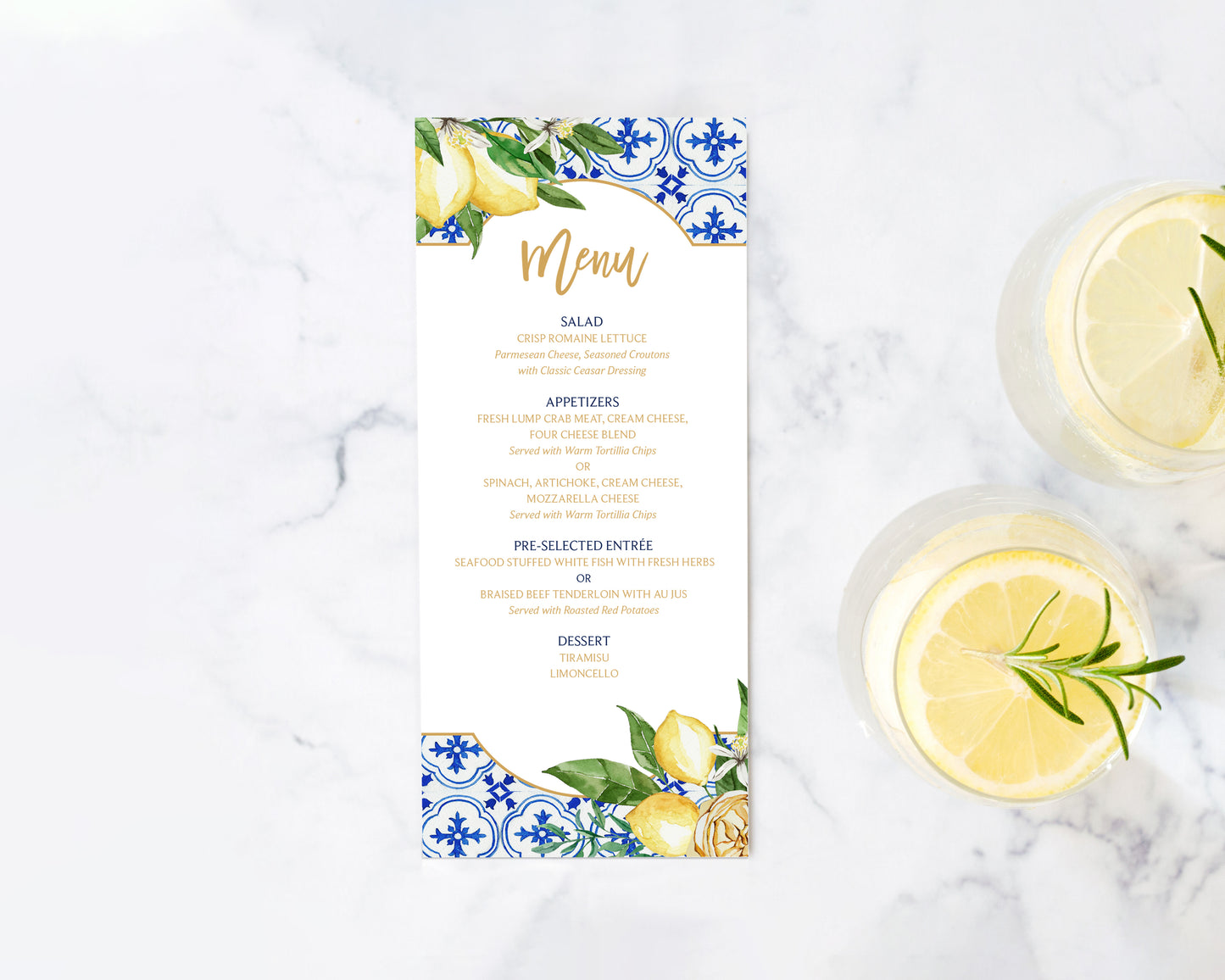 Mediterranean Summer Menu