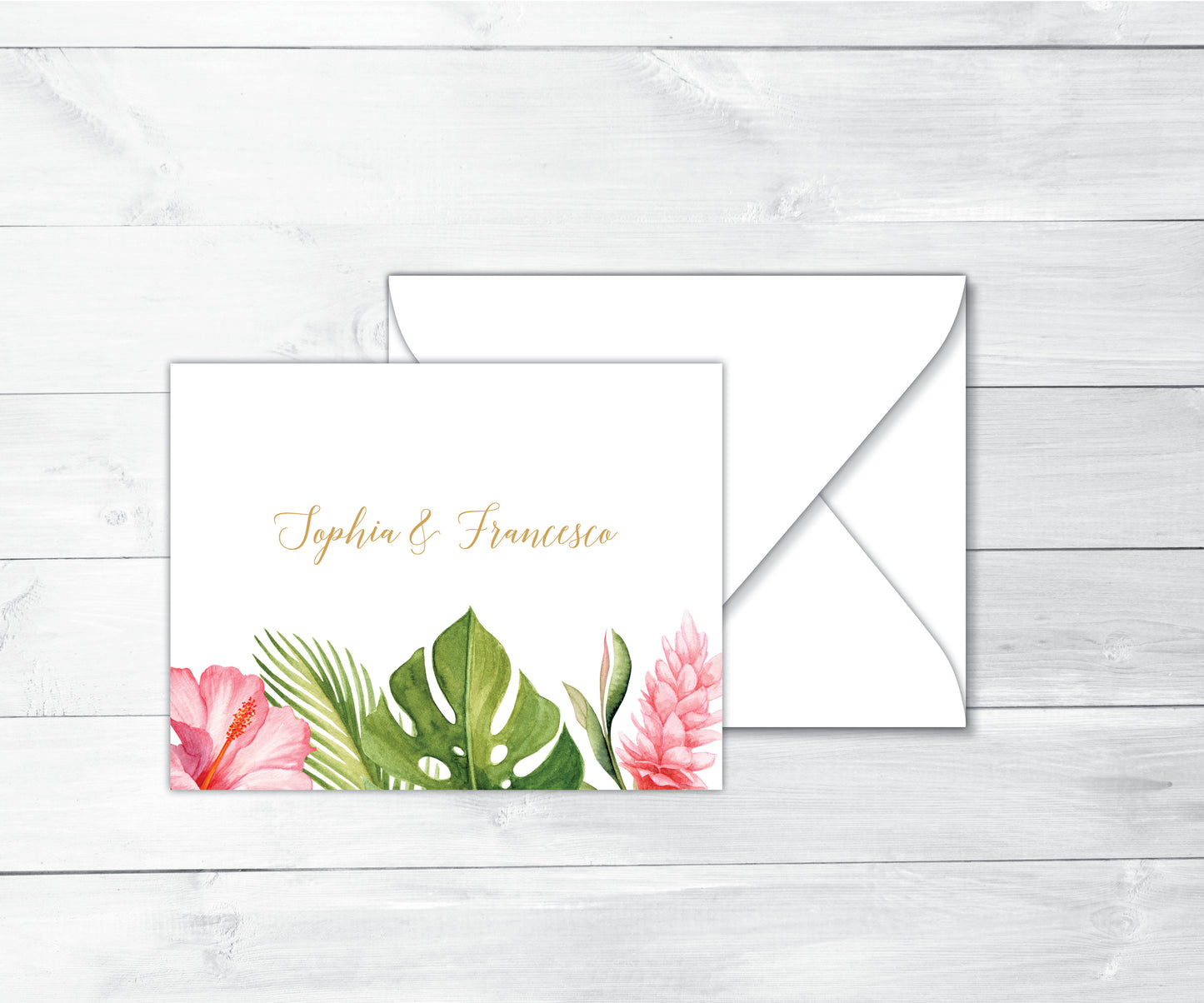 Tropical Florals Folded Thank You Card