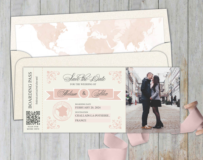 France Boarding Pass Save the Date