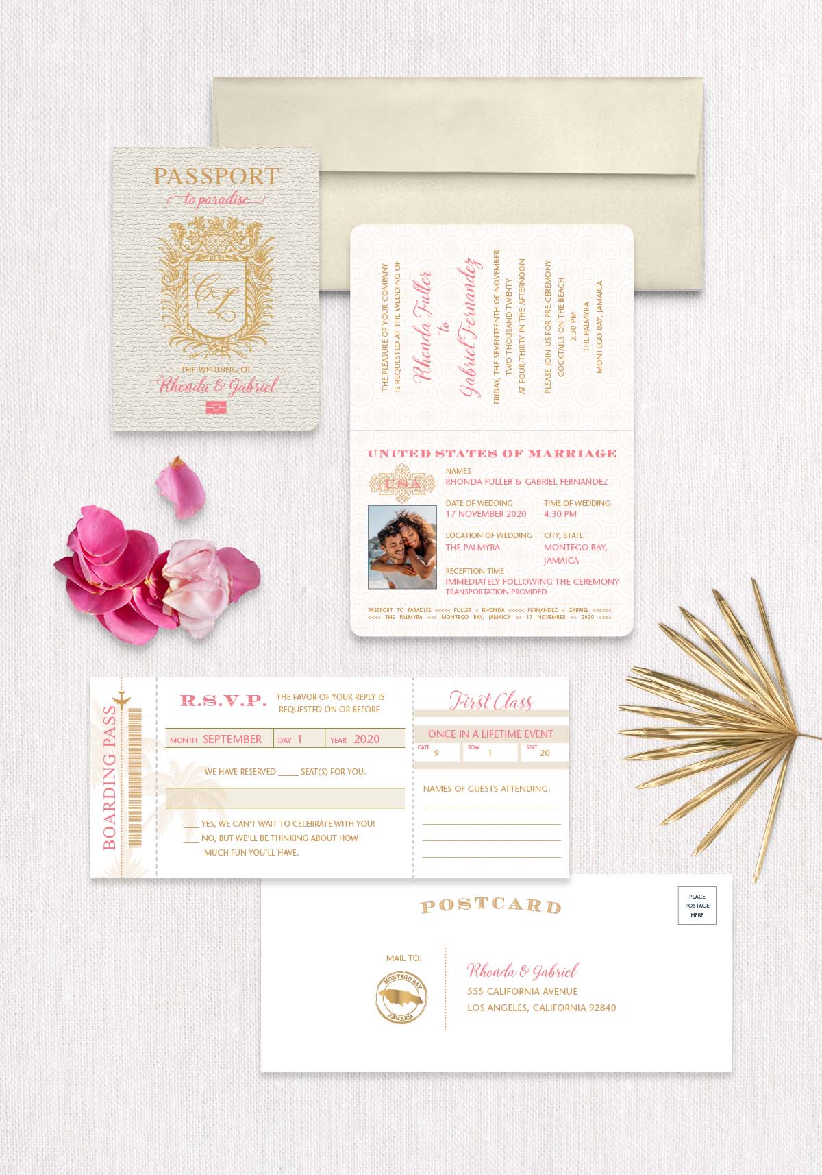 Royal Monogram Passport Invitation