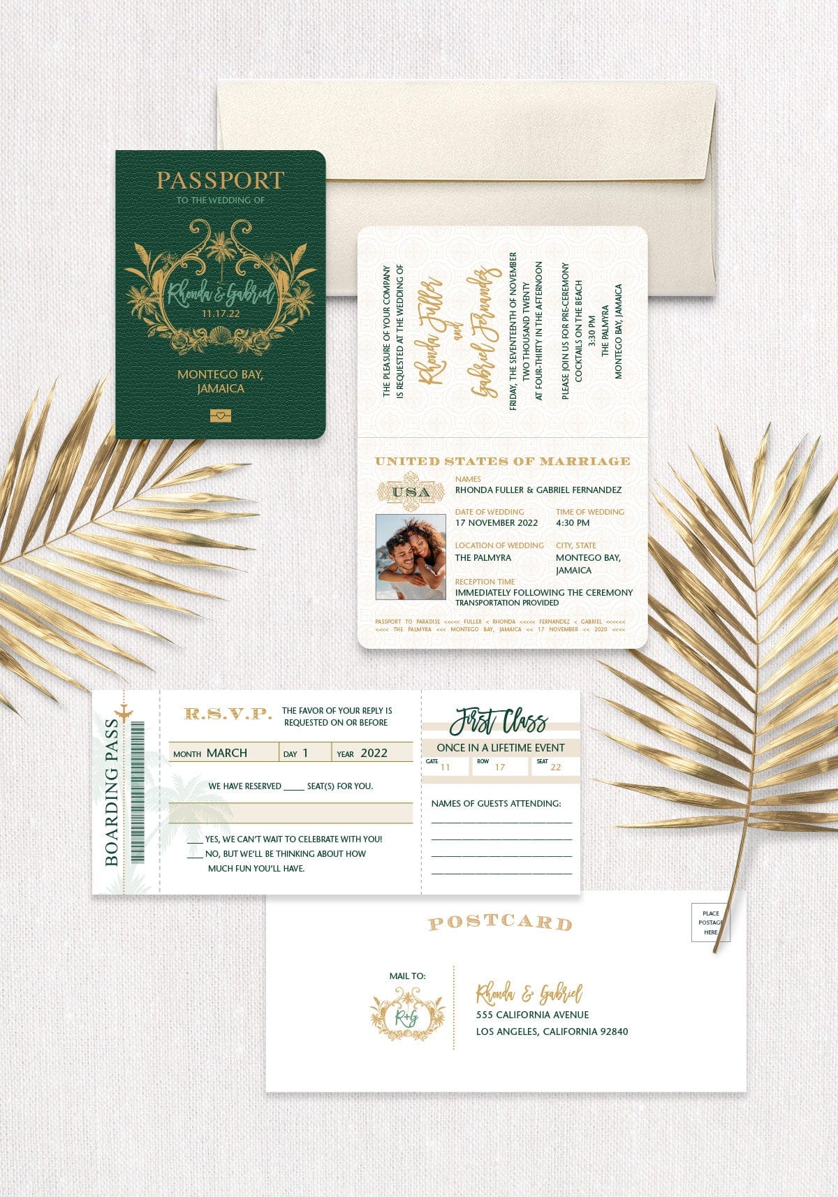 Tropical Monogram Passport Invitation
