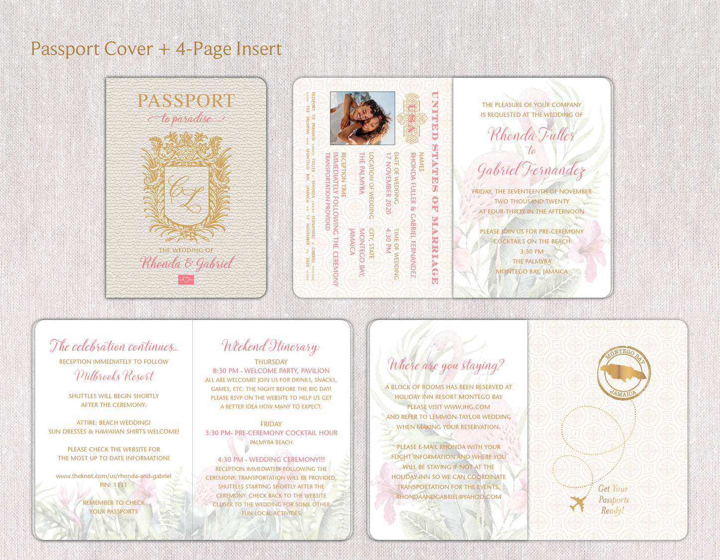 Royal Monogram Passport Invitation