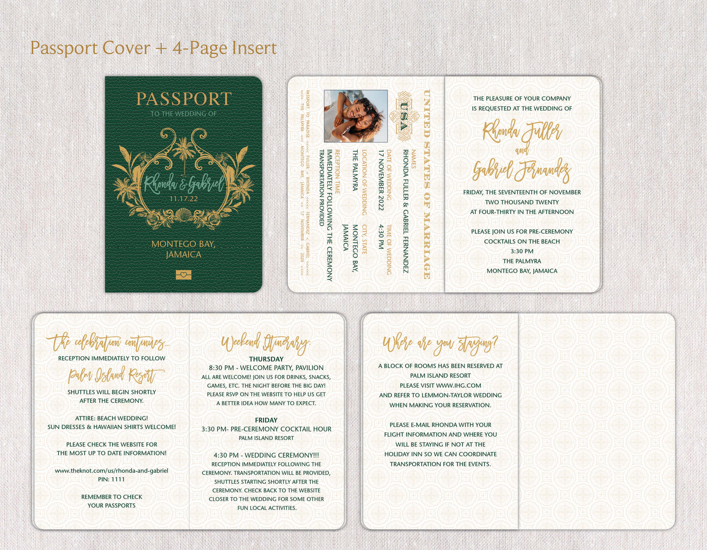 Tropical Monogram Passport Invitation