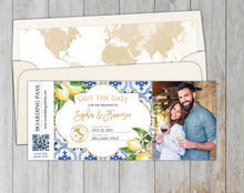 Load image into Gallery viewer, Mediterranean Summer Boarding Pass Save the Date