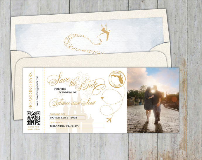 Fairytale Boarding Pass Save the Date