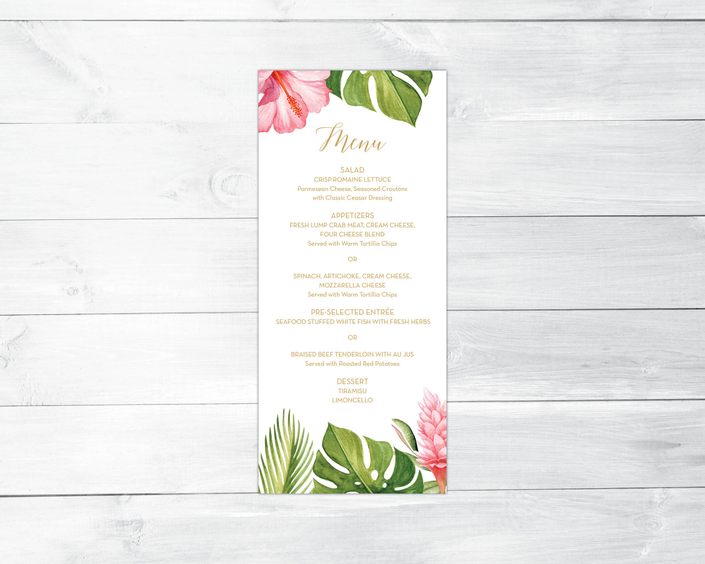 Tropical Floral Menu
