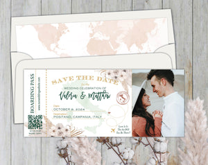 Boho Boarding Pass Save the Date
