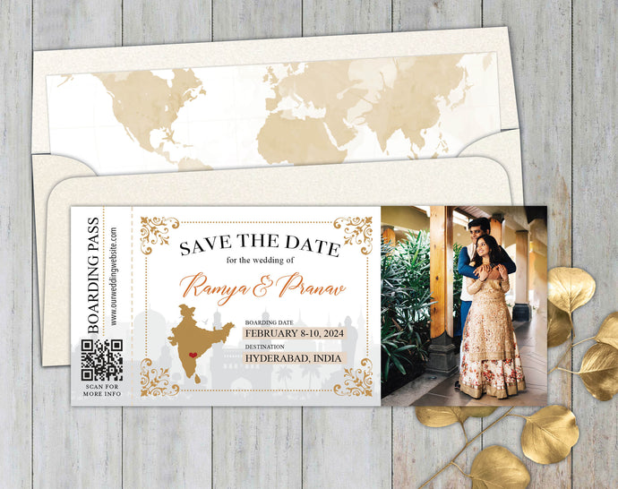 Indian Boarding Pass Save the Date