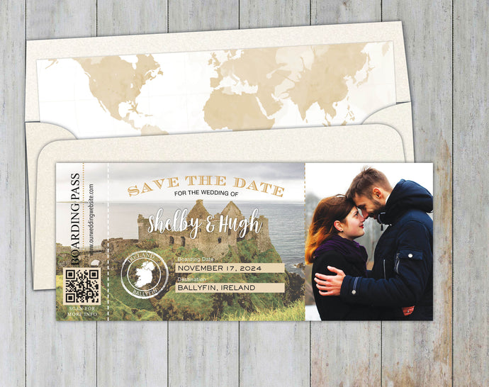Ireland Boarding Pass Save the Date
