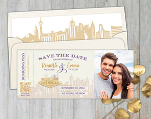 Las Vegas Boarding Pass Save the Date