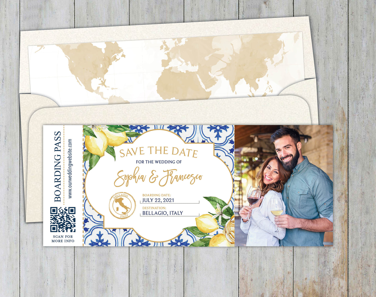 Mediterranean Summer Boarding Pass Save the Date