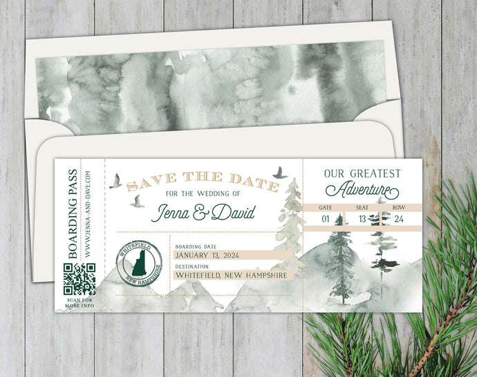 Rustic Boarding Pass Save the Date