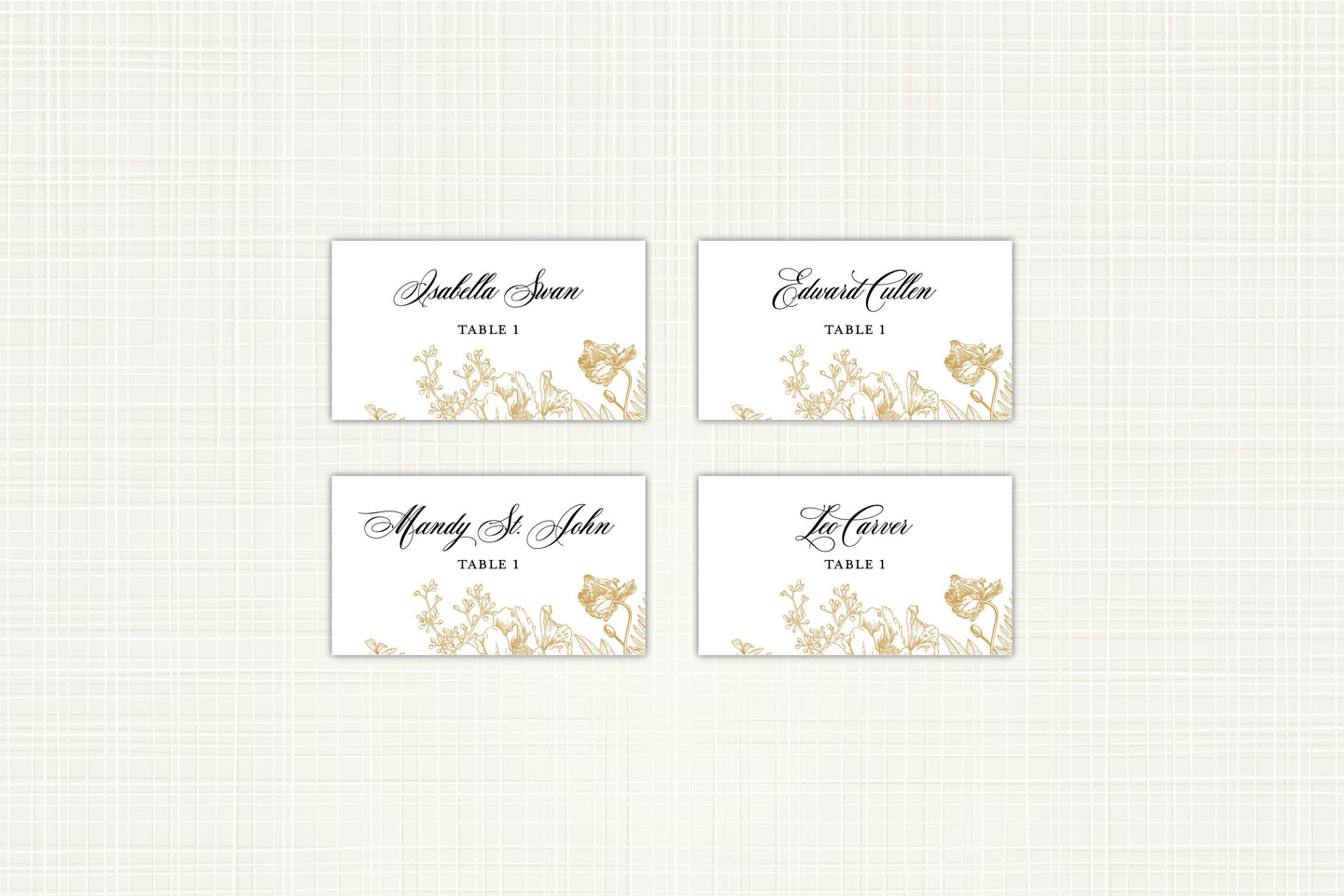 Gold Floral Place/Escort Card