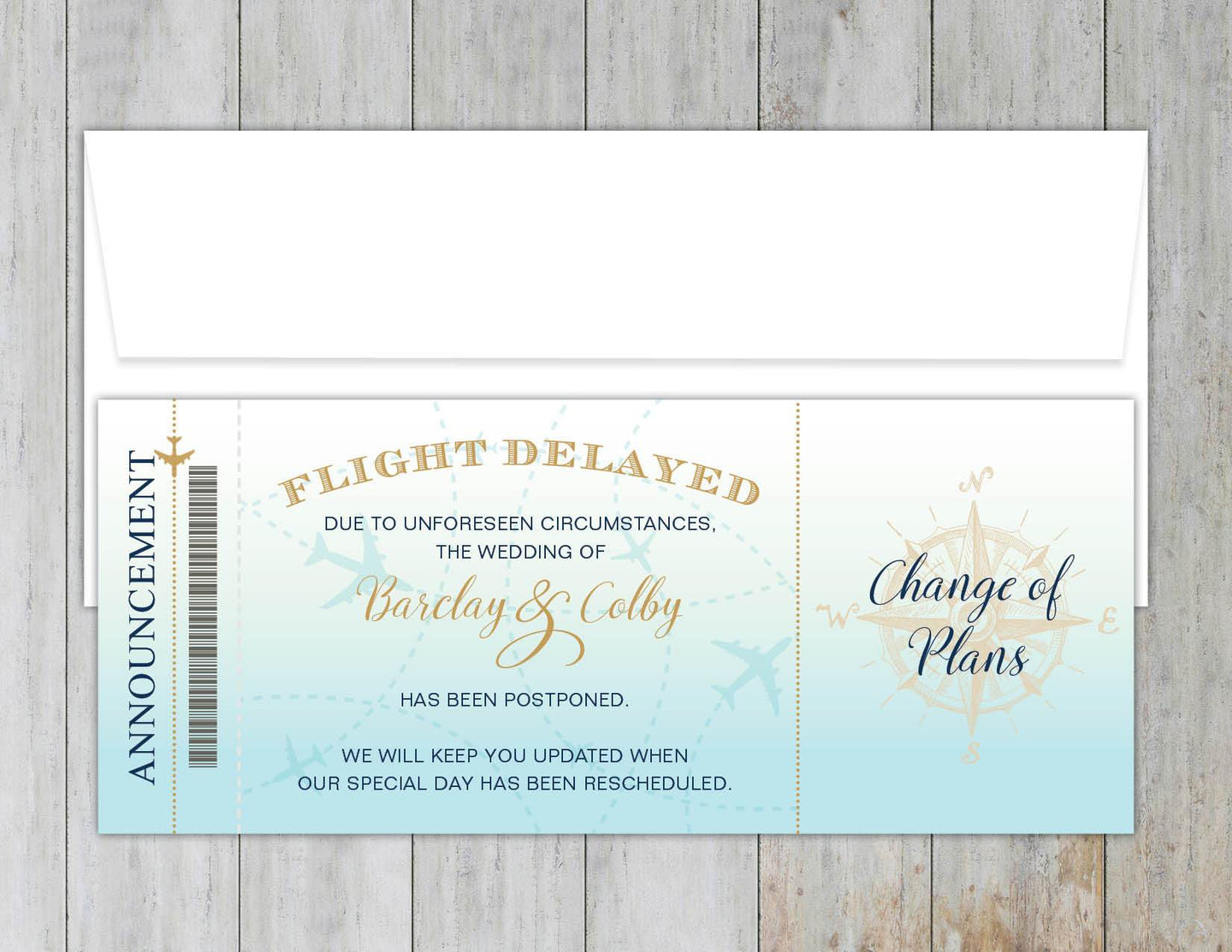 Flight Delay Notice Boarding Pass