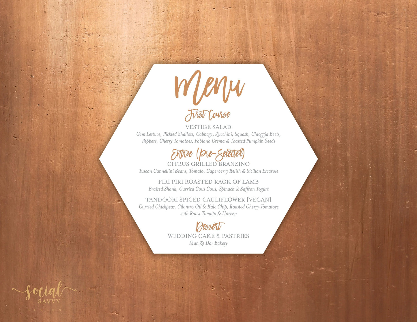 Hexagon Dinner Menu - Format B
