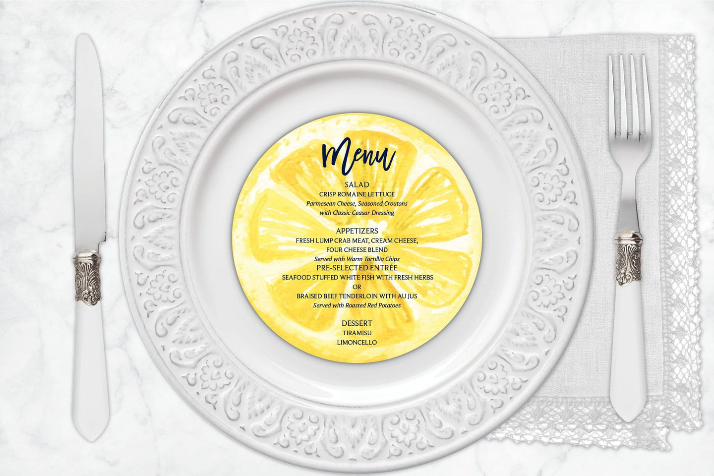 Lemon Slice Menu