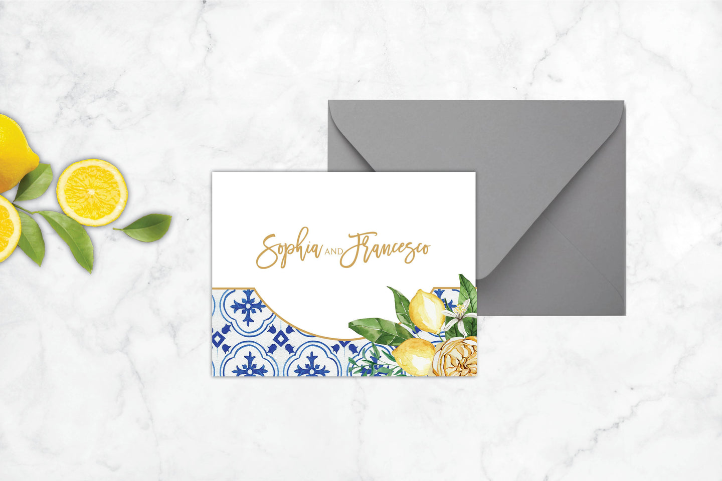 Mediterranean Summer Folded Thank You Card