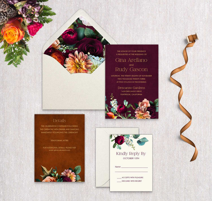 Moody Florals Invitation