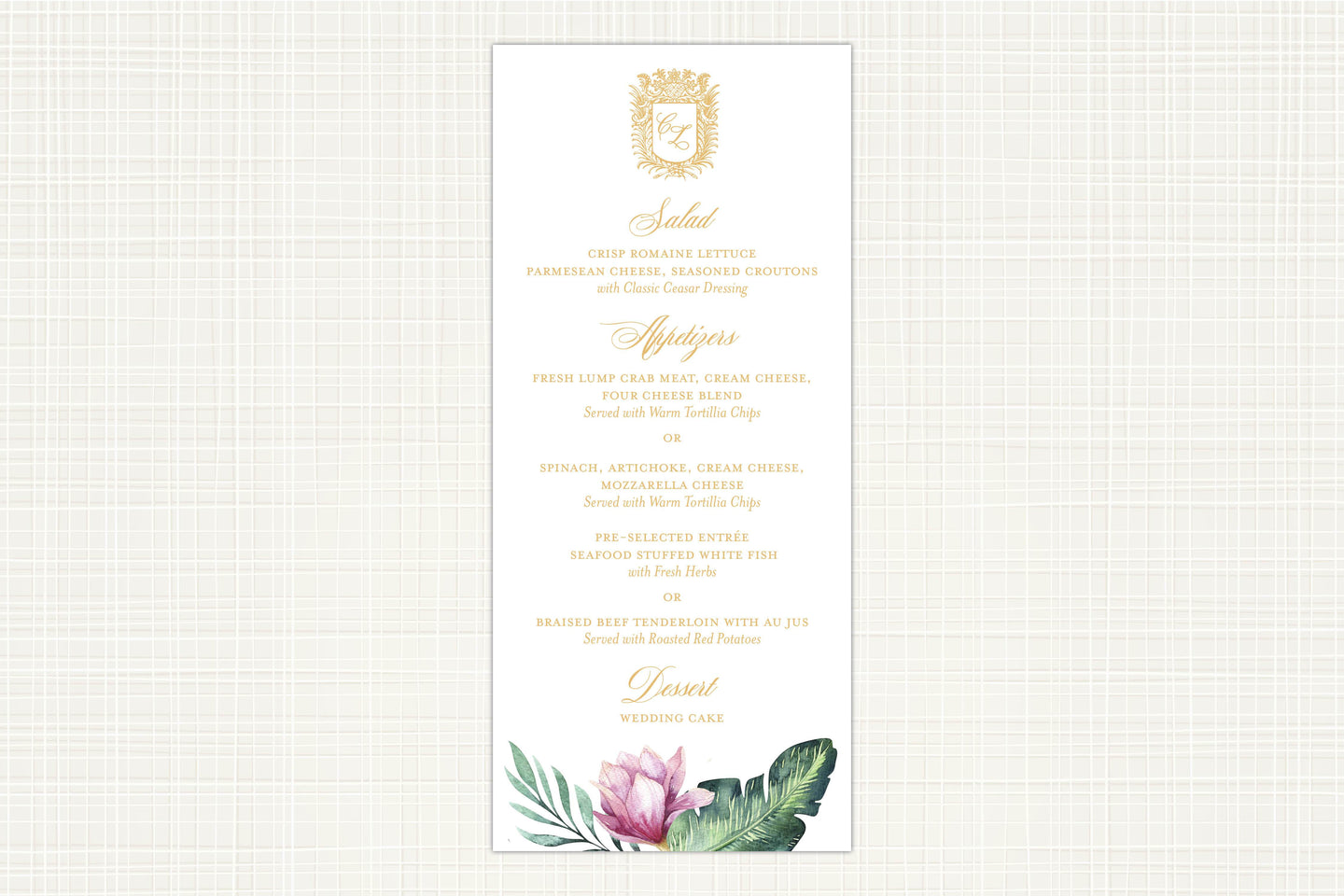 Royal Flamingo Menu
