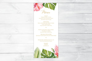 Tropical Floral Menu