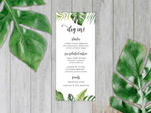 Load image into Gallery viewer, Tropical Leaves Dinner Menu